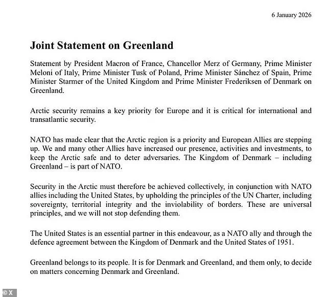 European Leaders Unite to Confront Trump Over Greenland Crisis, Vowing to 'Defend Territorial Integrity' as Tensions Escalate