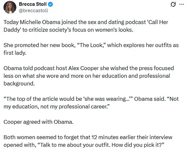Michelle Obama's Call Her Daddy Interview Sparks Hypocrisy Debate Over New Fashion Book