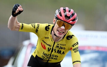 Giro d'Italia bans Enrico Zanoncello for helmet strike on rival.